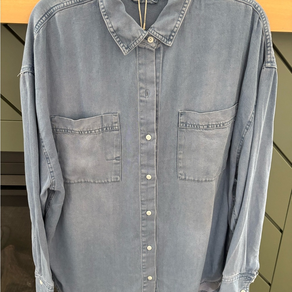 Z Supply Blue Casual Button Down Shirt Relaxed Fit